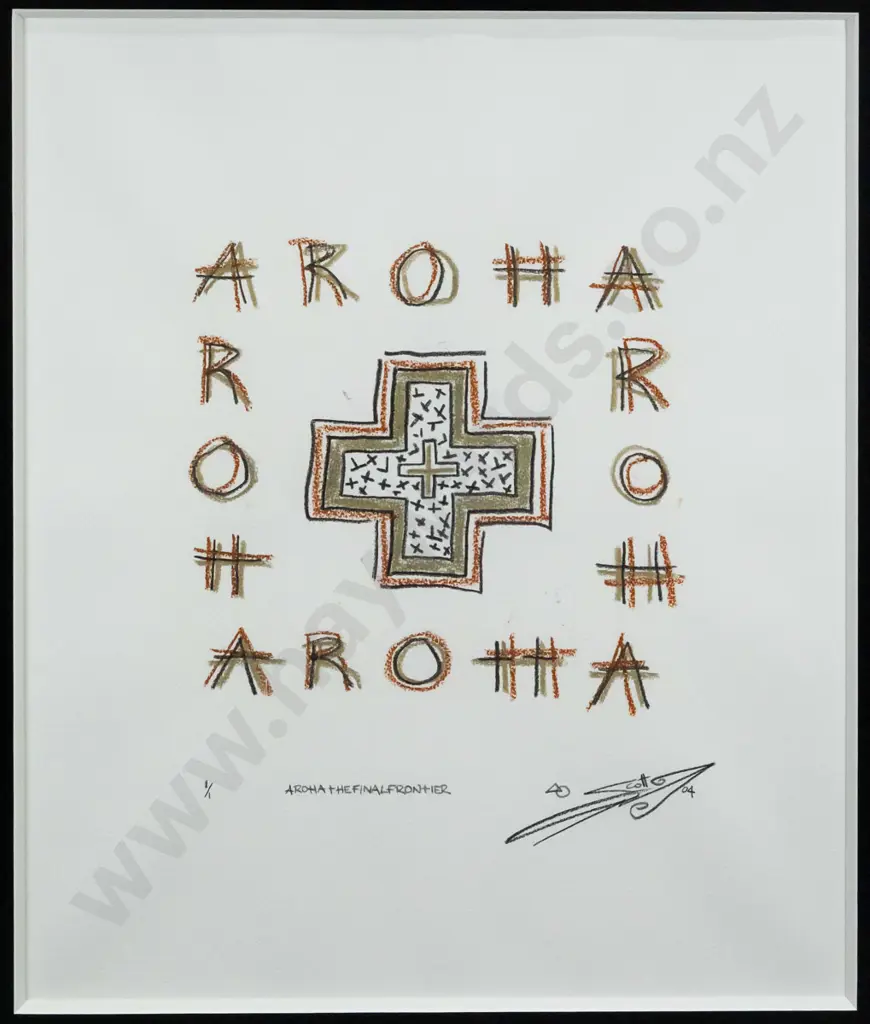 Makoure Scott - framed mixed media 1/1 - "Aroha The Final Frontier" H-310 W-280 Image 1++