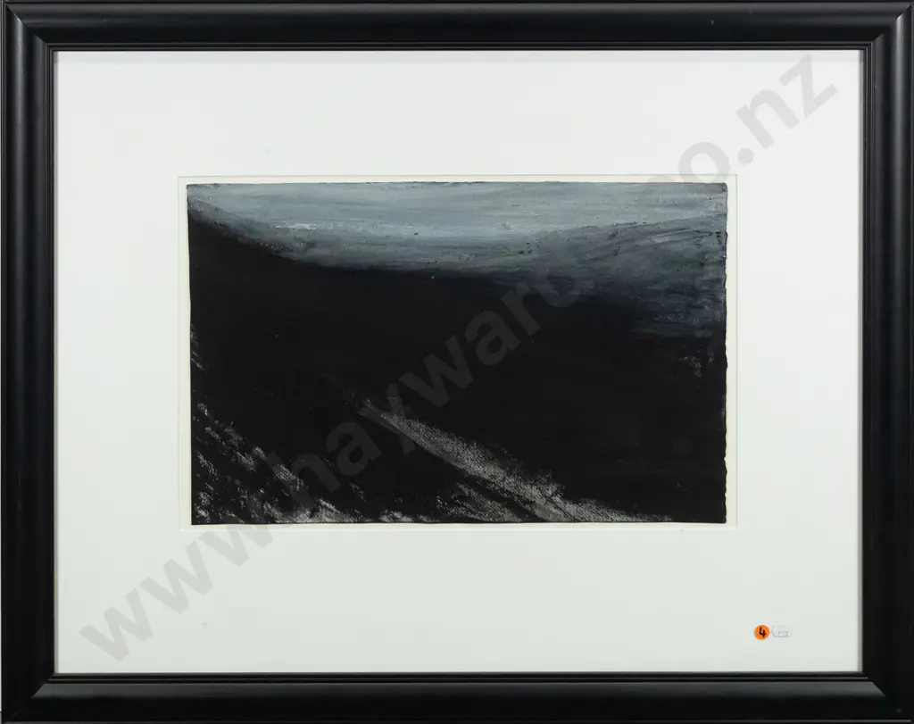 Jeffrey Harris 1999 - framed oil on paper - untitled landscape, Central Otago. H-320 W-500 Image 1++