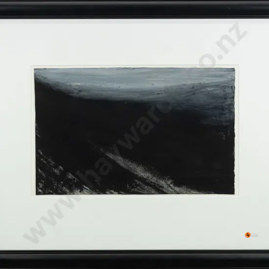 Jeffrey Harris 1999 - framed oil on paper - untitled landscape, Central Otago. H-320 W-500