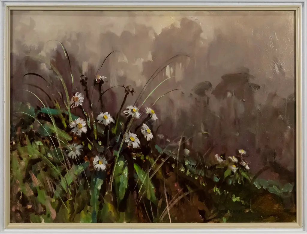 Peter Beadle 1979 - framed oil - "Mountain Daisies Fiordland" H-440 W-590 Image 1++