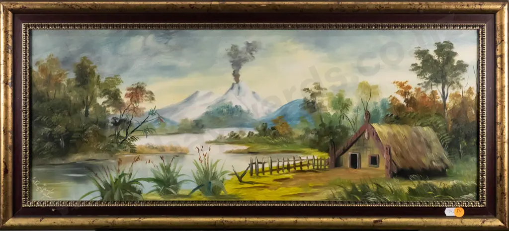 D. Harford - framed colonial oil - "Lake Taupo" H-235 W-620 Image 1++