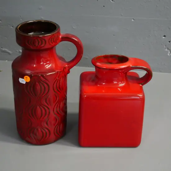 2 German pottery vases - taller marked Germany, H-270, other marked No. 675/79
