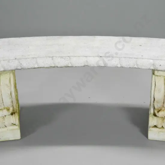 cast concrete/stone composite curved garden bench seat with classical style supports H450 W1300 D-370