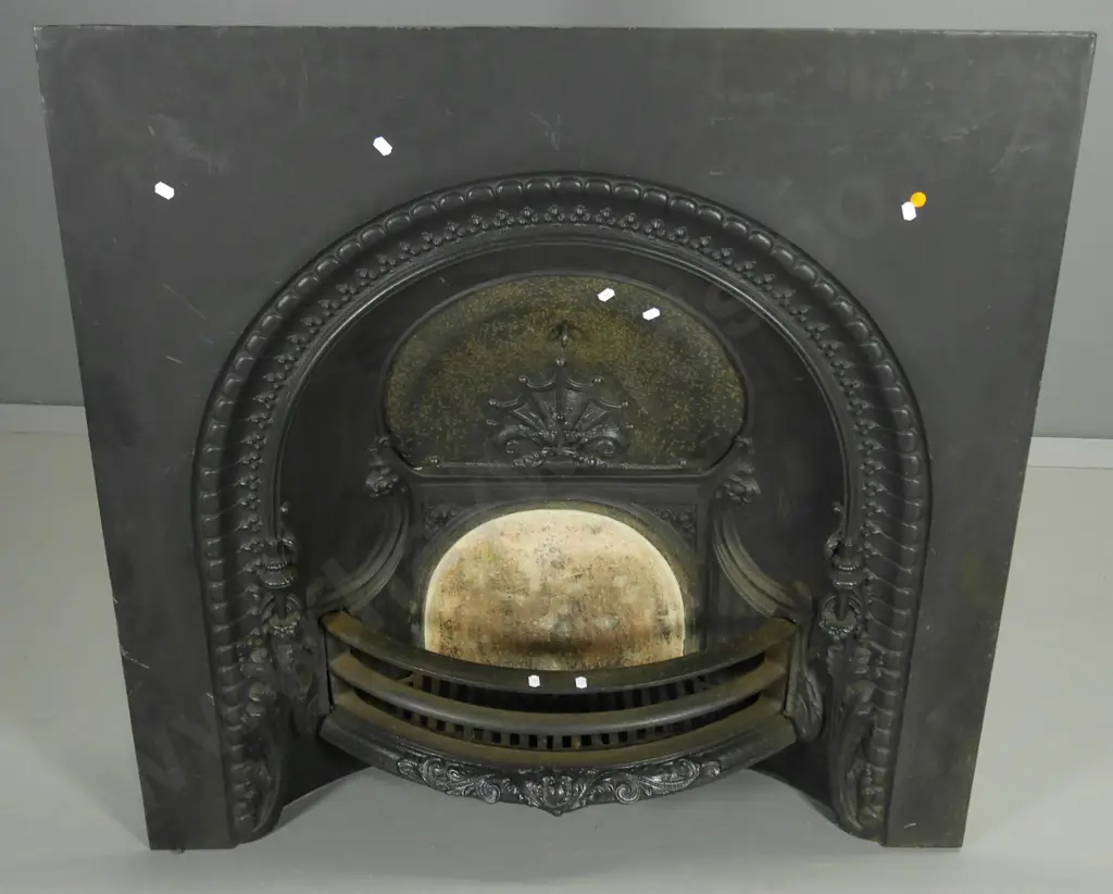 black finish cast iron fireplace surround with grate and fire brick H-970 W-970 D-270 Image 1++