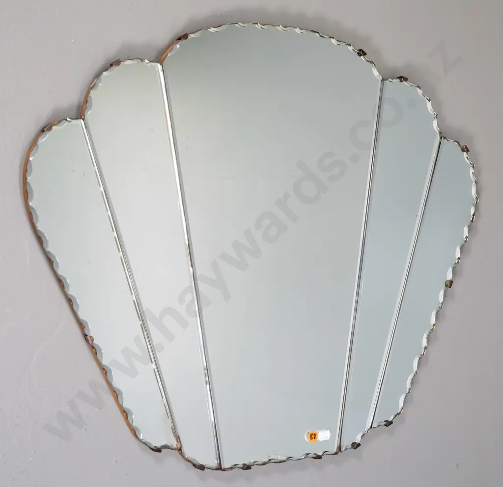 deco 5 section scalloped edge wall mirror (slight de-silvering to base) H-510 W-600 Image 1++