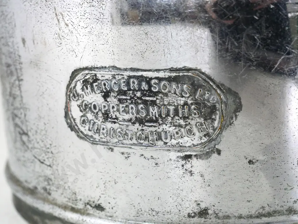 large chrome "The Wunda" tea kettle with 2 spigots and float valve - J. Mercer Coppersmiths Christchurch plaque H-820 Image 1++