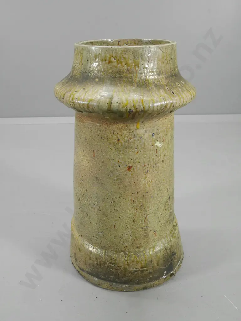 vintage salt-glazed chimney pot - has crack and several holes drilled through H-610 Diameter 320 at base Image 1++