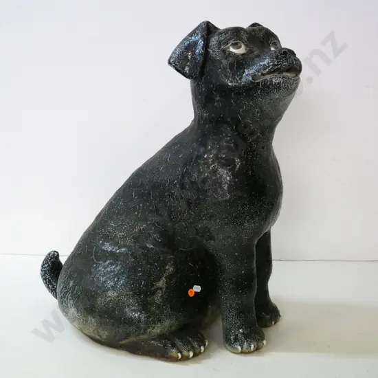 very large stipple-glaze pottery dog H-600 W-500
