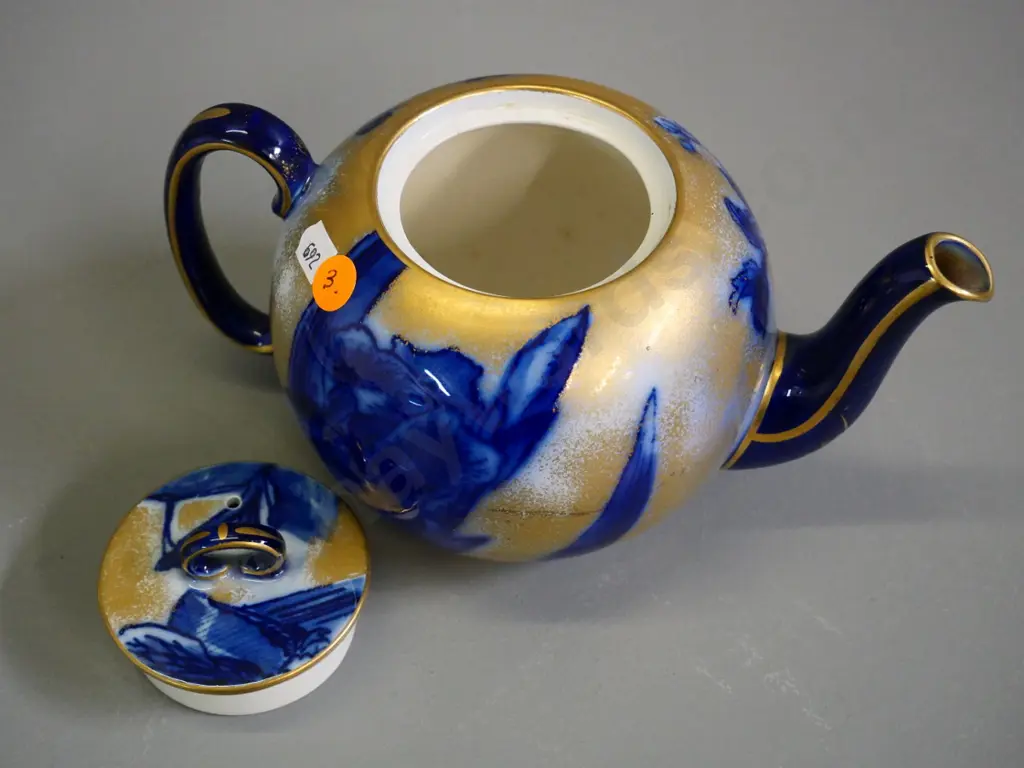 Doulton Burslem blue gilt teapot - marked A1147 H-120 W-220 Image 1++