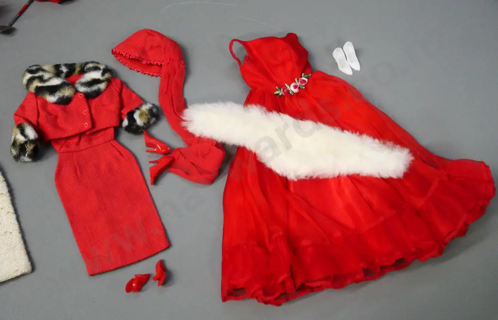 vintage No. 6 or 7 Barbie circa 1962-63 with assorted outifts and accessories & original box - doll in very good cond. Image 1++