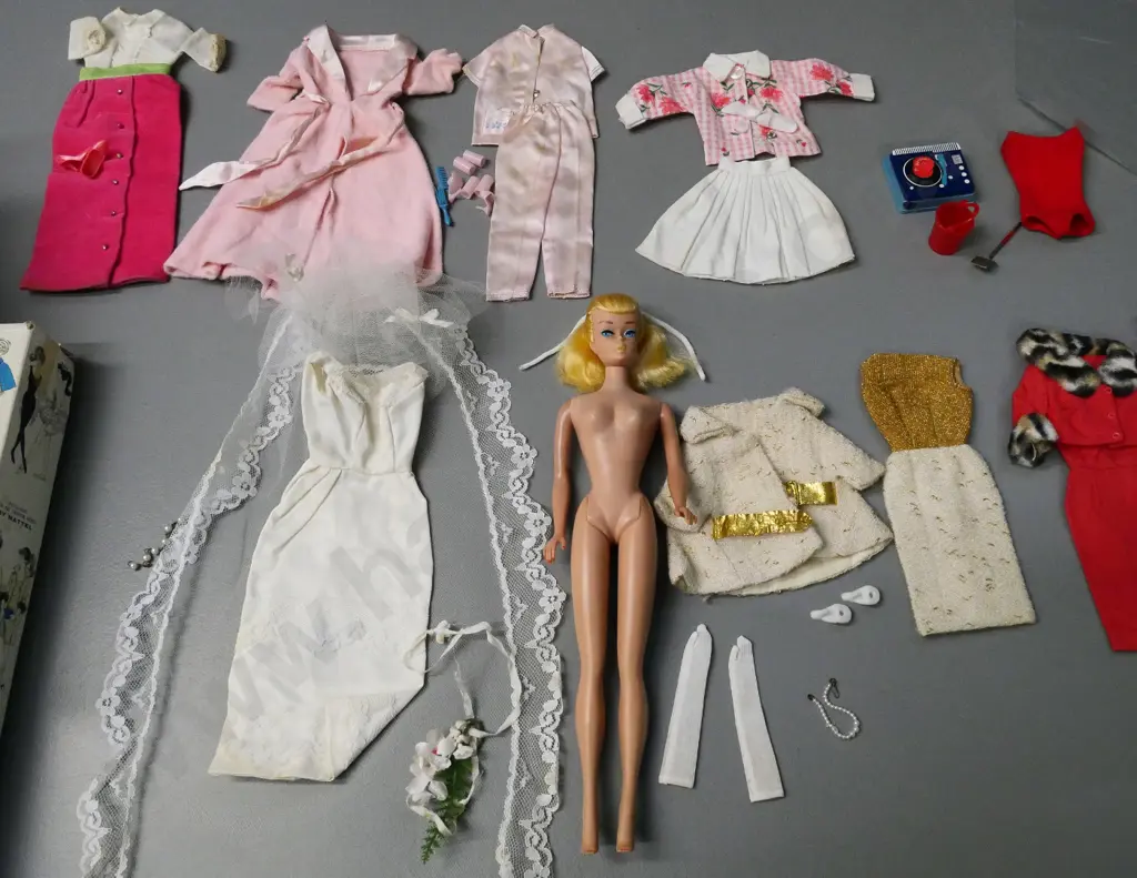 vintage No. 6 or 7 Barbie circa 1962-63 with assorted outifts and accessories & original box - doll in very good cond. Image 1++