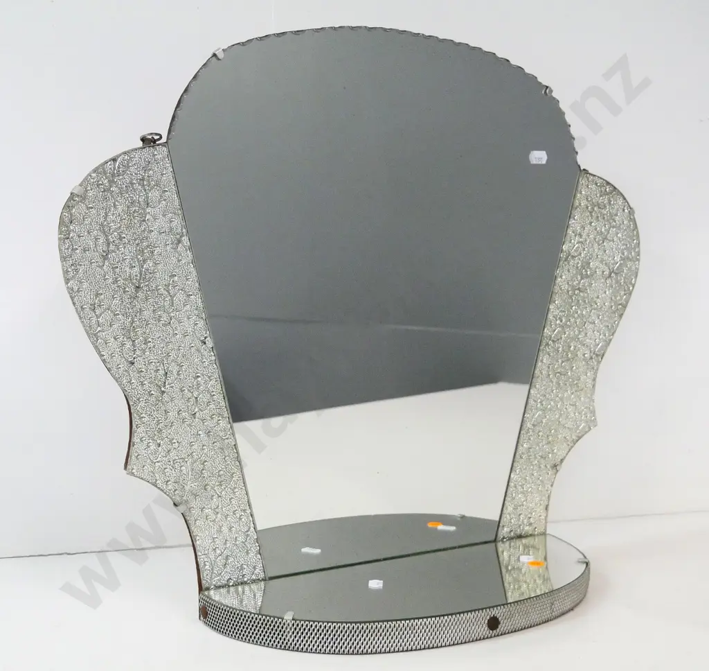 deco style 3-panel mirror / shelf H-480 W-370 Image 1++
