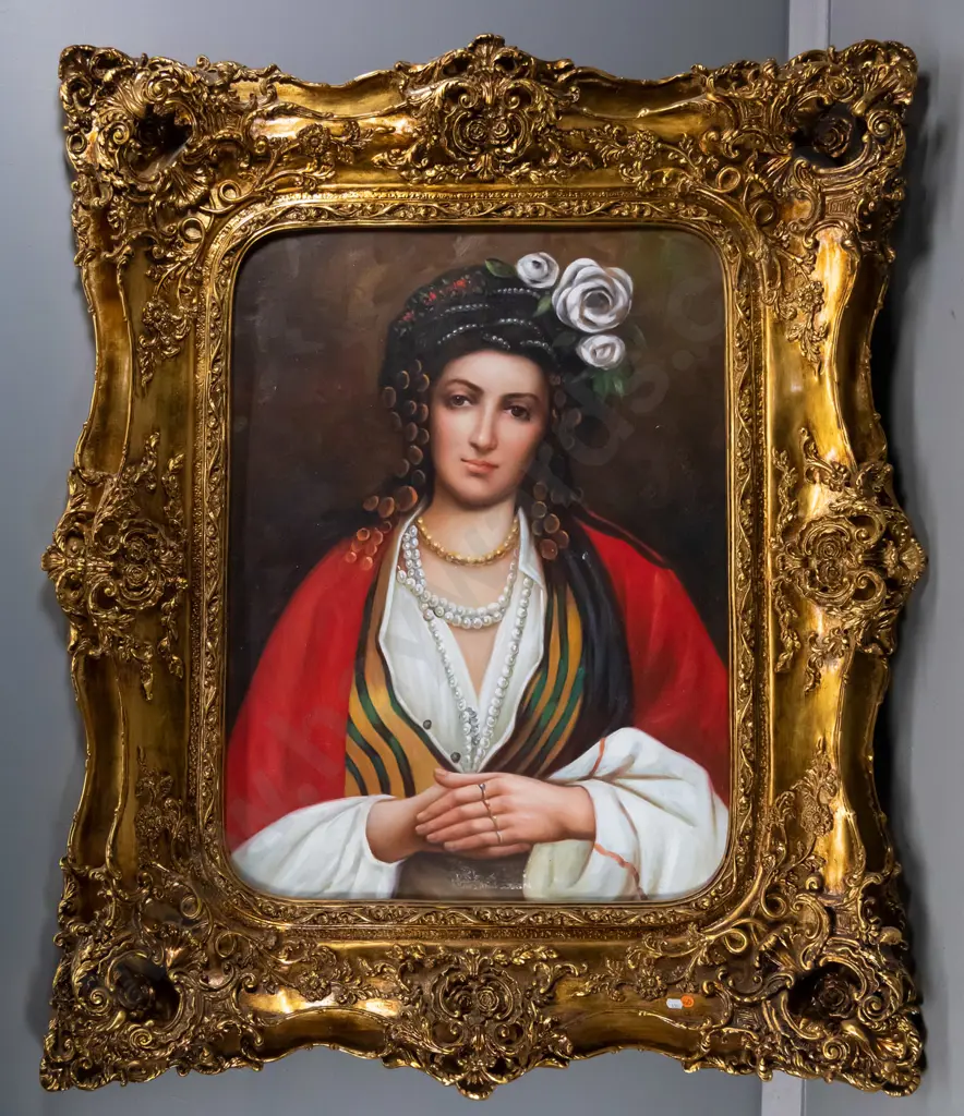 ornate gilt framed oil - portrait  H-1240 W-1000 (including frame) Image 1++