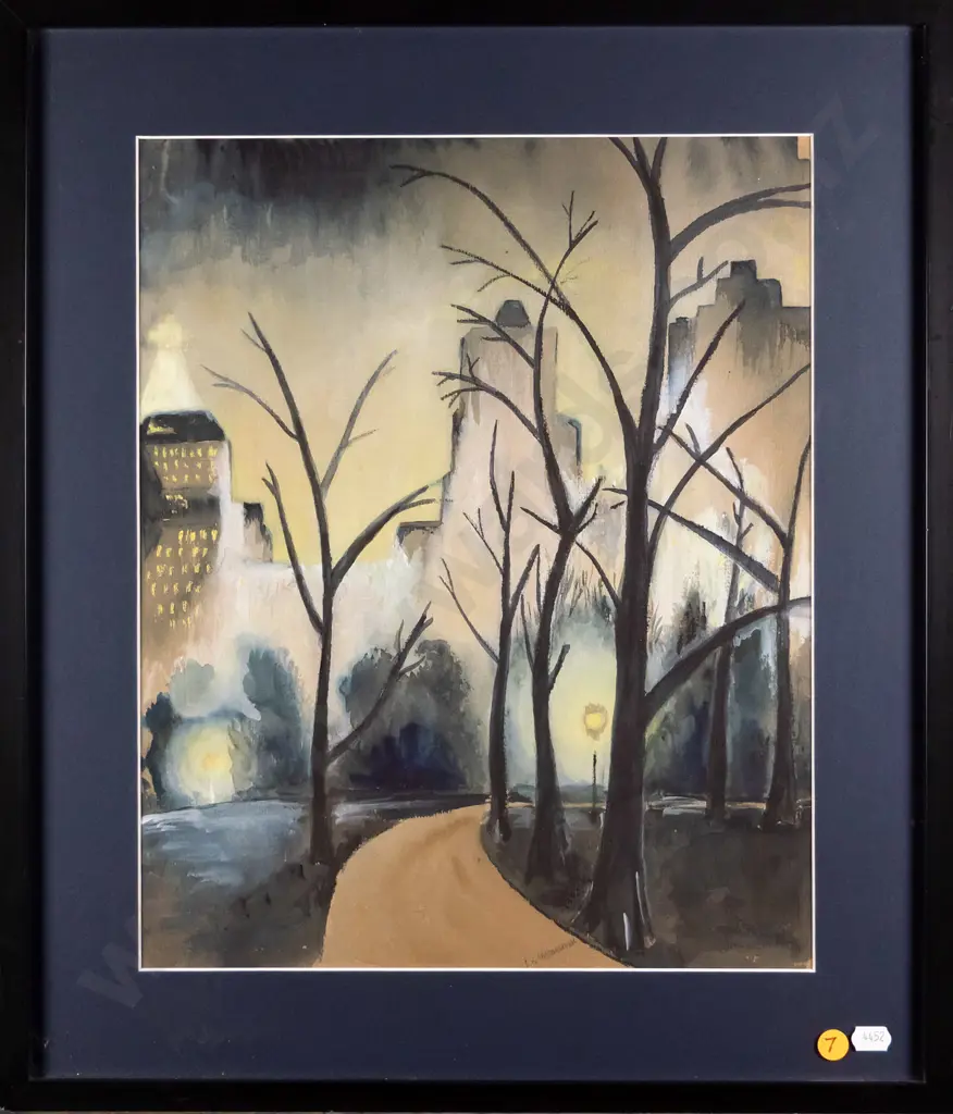 L Barrowclough - framed watercolour - city scene H-380 W-300 Image 1++