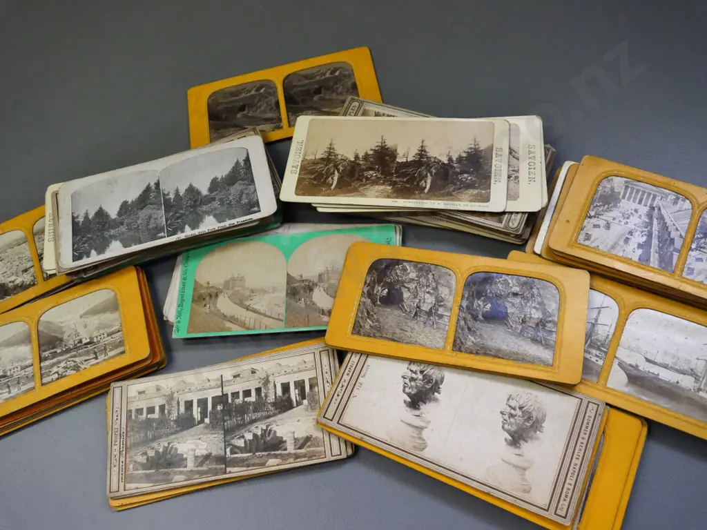 vintage stereo view cards - assorted overseas subjects, many have wear and marks Image 1++