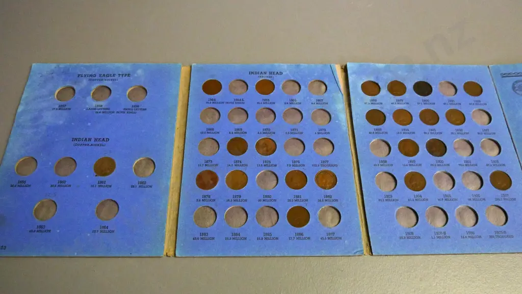 US collector coins folder - "indian head" cents 1857-1909, with partial contents, earliest present is 1961 Image 1++