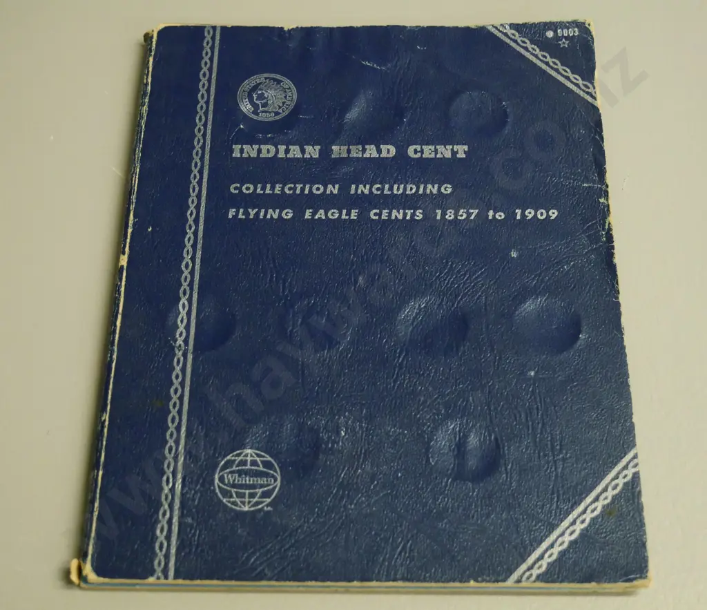 US collector coins folder - "indian head" cents 1857-1909, with partial contents, earliest present is 1961 Image 1++