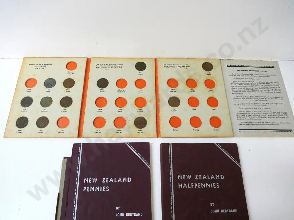 5 New Zealand coin collector's booklets - partial contents in 3, Half Crown and Shillings are empty Image 1++