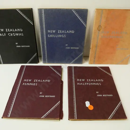 5 New Zealand coin collector's booklets - partial contents in 3, Half Crown and Shillings are empty