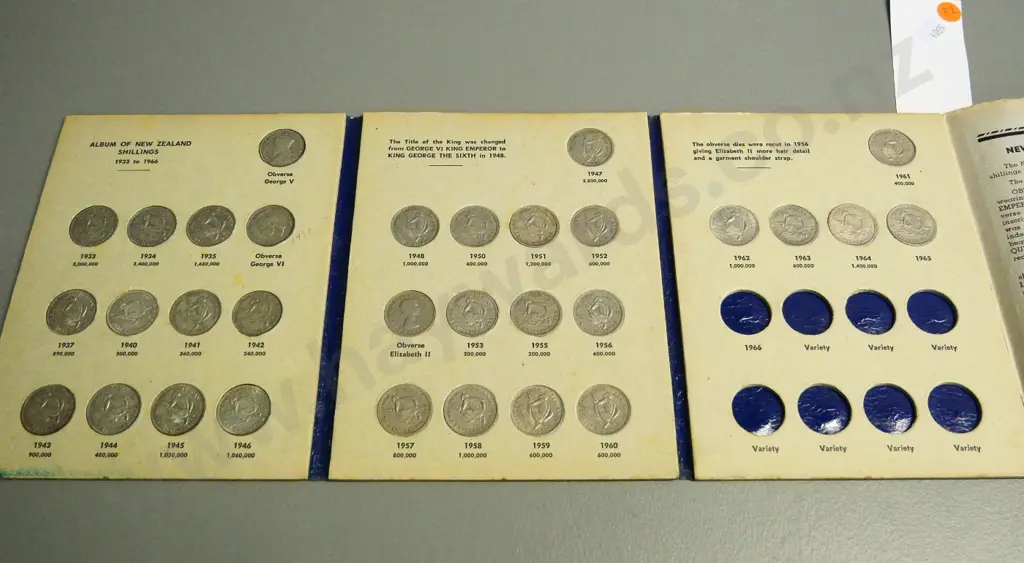 New Zealand coins folder - Shillings 1933-1965 with partial contents Image 1++