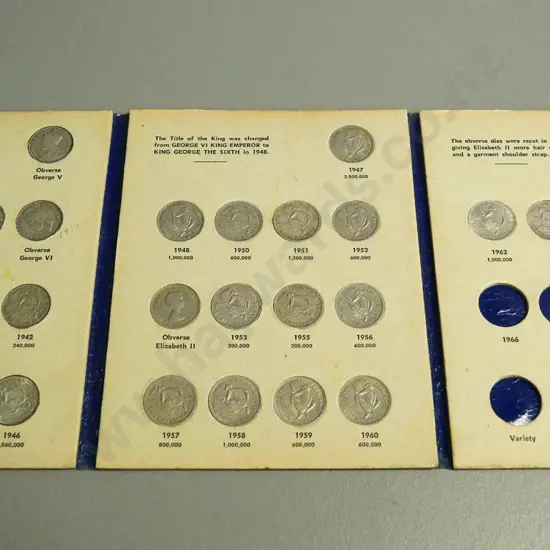 New Zealand coins folder - Shillings 1933-1965 with partial contents