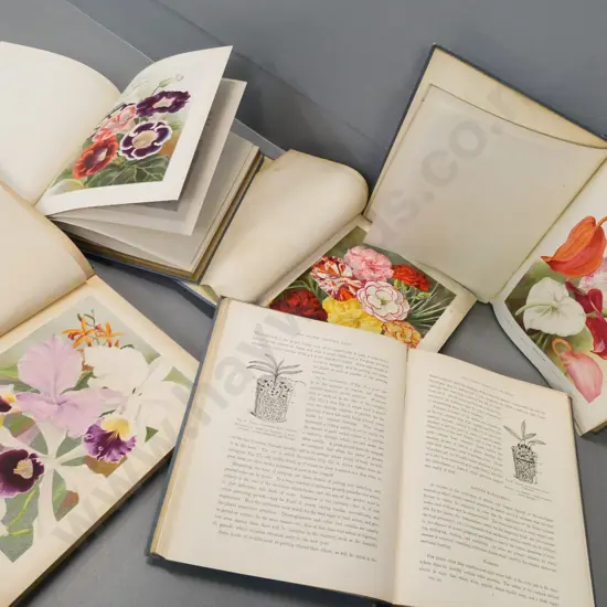 late 1890s 6 vol. set The Flower Grower's Guide by John Wright - w/colour plates, some foxing, incl. receipt from 1905.