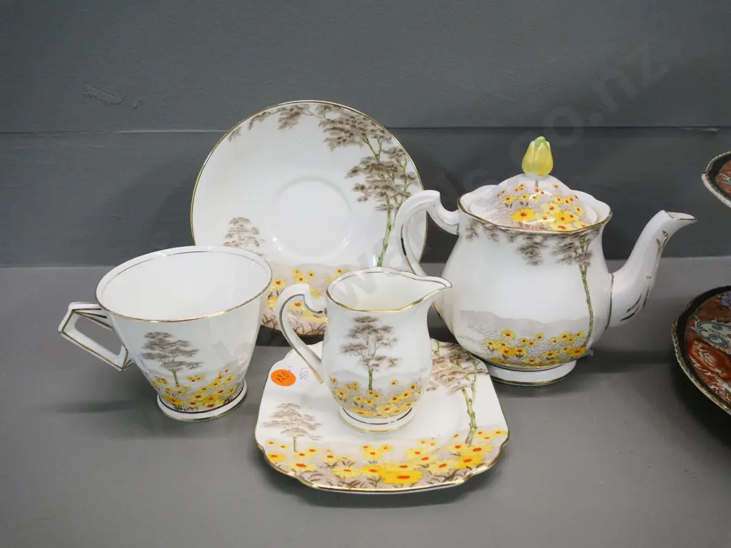 Woods Verona 3-tier cake stand and a Standard china tea for one missing the sugar Image 1++