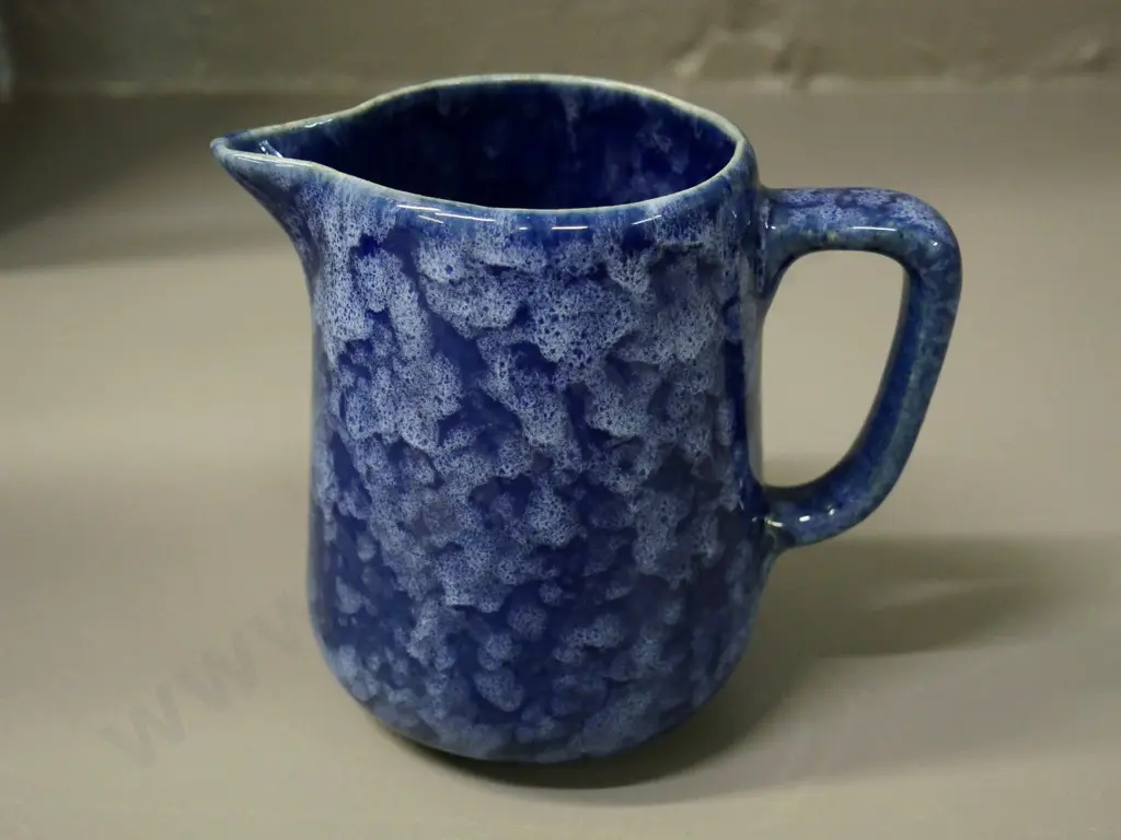 Temuka pottery mottled blue jug H-130 Image 1++