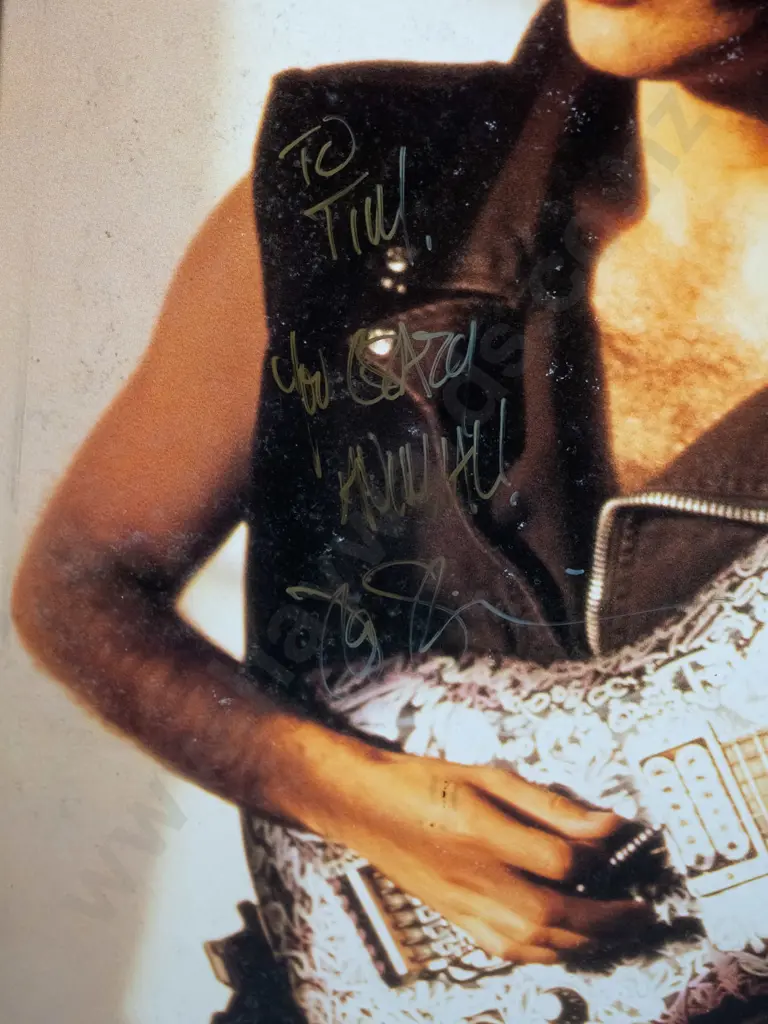 signed framed Joe Satriani 1990 Australian Tour poster - marks / surface mould H980 W680 Image 1++