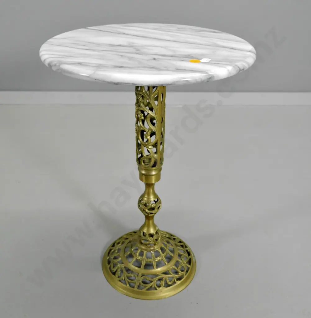 small marble topped cast brass round occasional H-420 Diameter 310 Image 1++