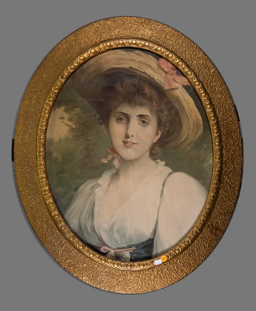 oval gilt framed print - portrait (extensive creasing) H-500 W-390 Image 1++