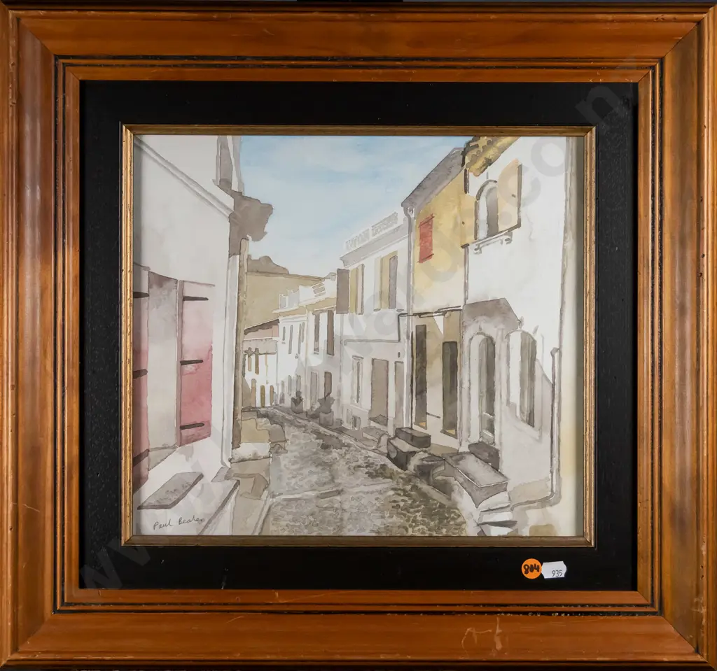 Paul Beale - framed watercolour - street scene H-280 W-310 Image 1++