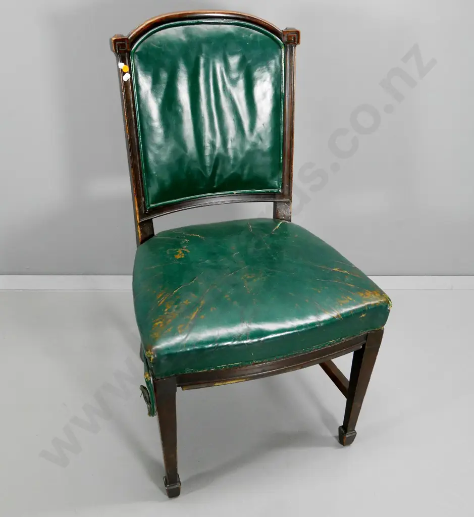 restorer's vintage mahogany dining chair - wear to leather, looseness in joints H-960 W-520 D-470 Image 1++