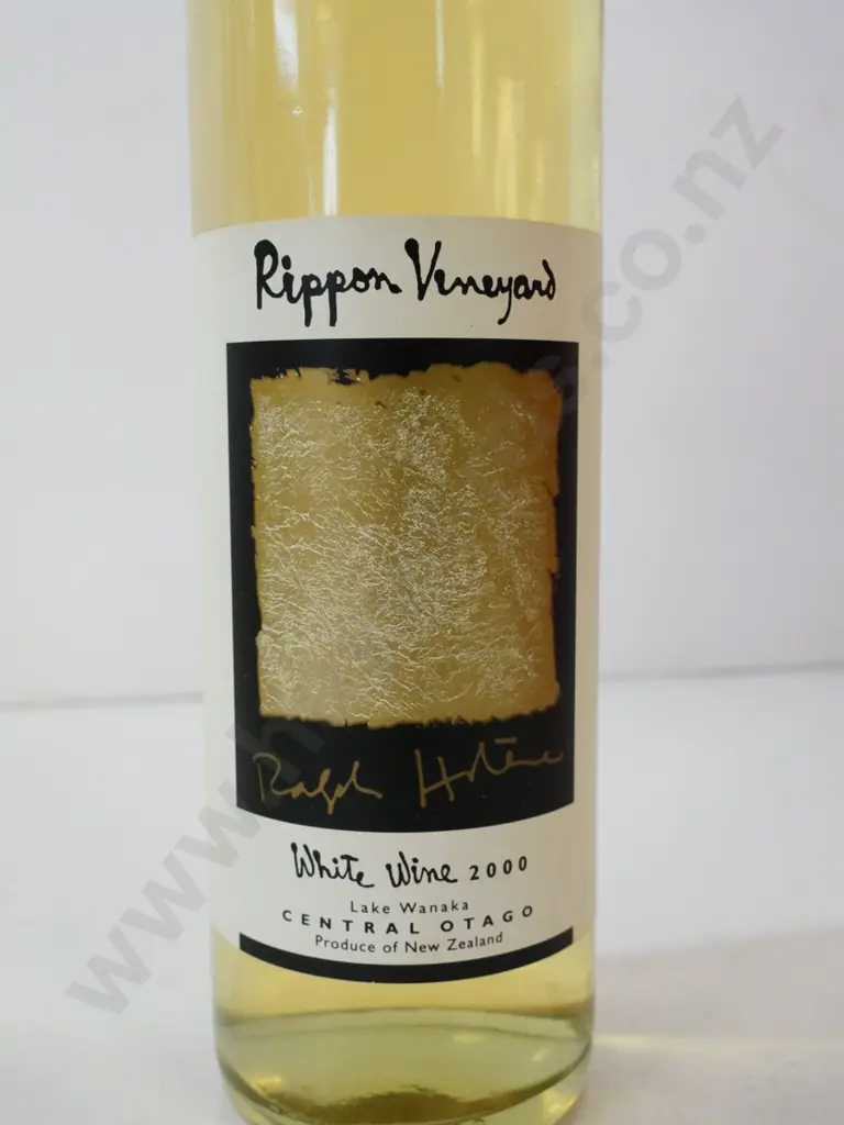 bottle of 2000 Rippon white wine with Ralph Hotere label Image 1++