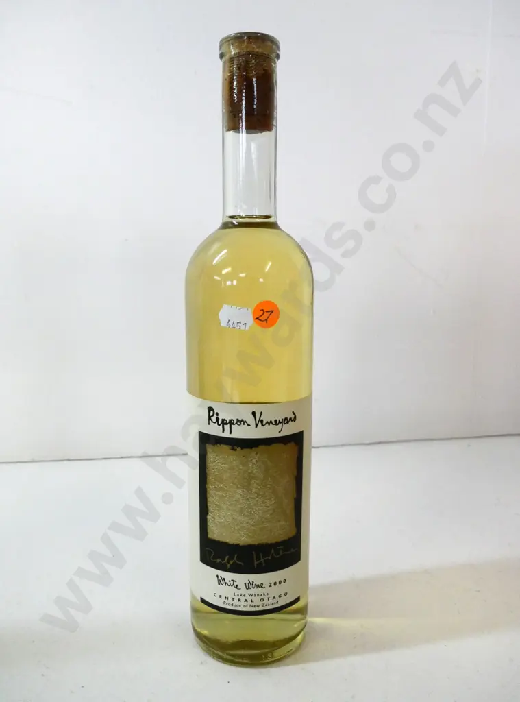 bottle of 2000 Rippon white wine with Ralph Hotere label Image 1++