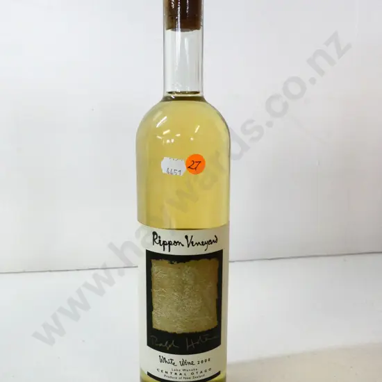 bottle of 2000 Rippon white wine with Ralph Hotere label