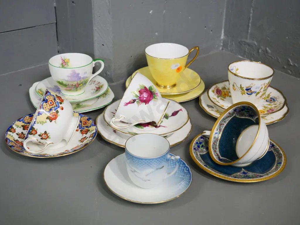 4 English china trios including 2 Royal Albert, 2 cups & saucers, Bing & Grondahl coffee cup & saucer Image 1++