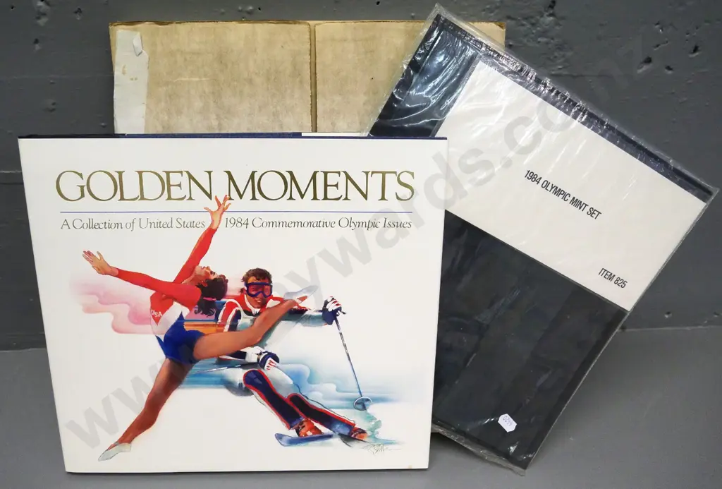 US Postal Service 1984 Olympics stamp collection and hard cover book - stamps in unopened bag Image 1++
