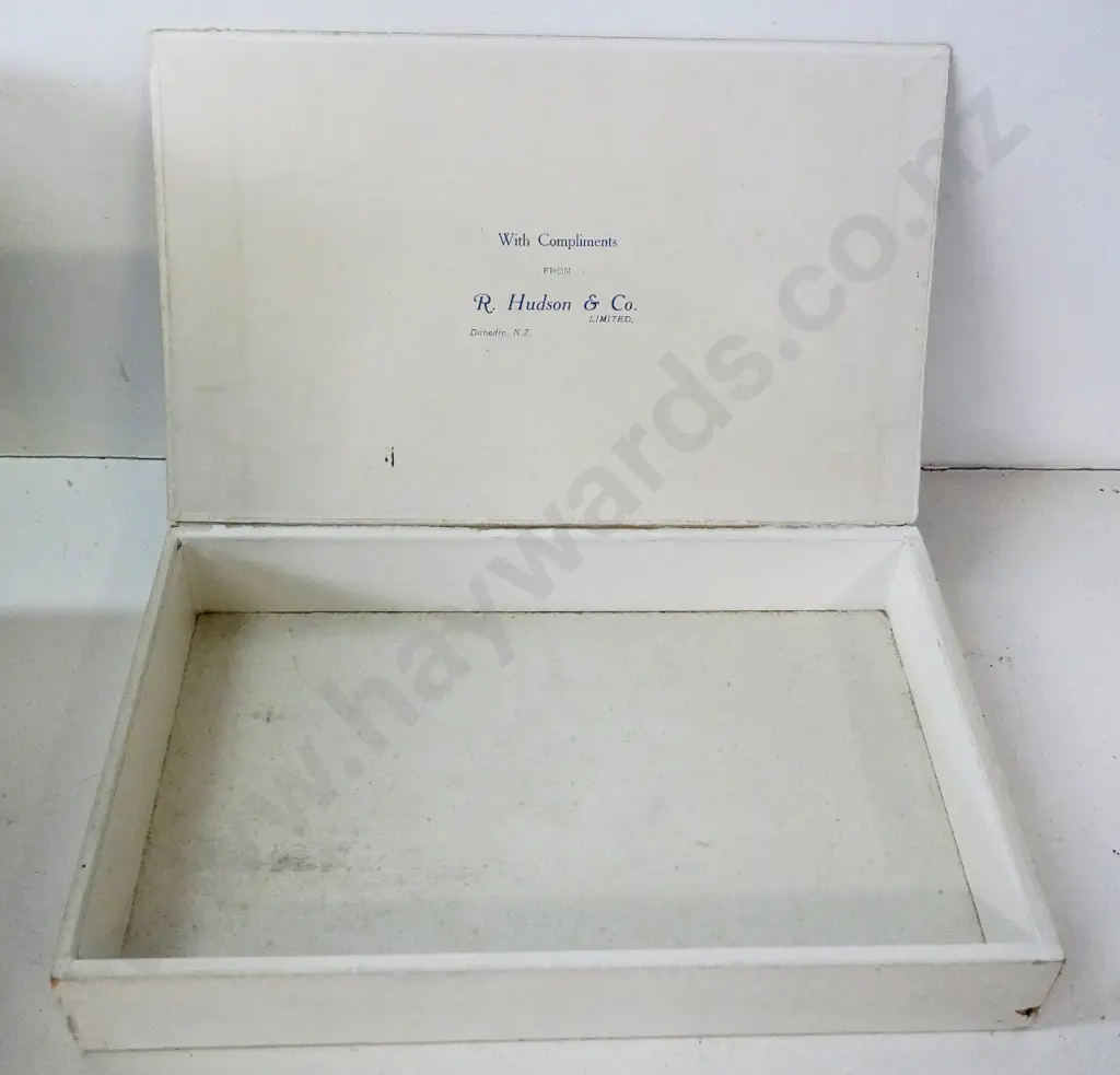 wood and cardboard R. Hudson Dunedin pictorial chocolate box Image 1++
