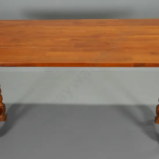 hardwood utility table with hinged 3-fold top with 2 drawers, twist column supports H-770 L1500 W400 closed 800 opened