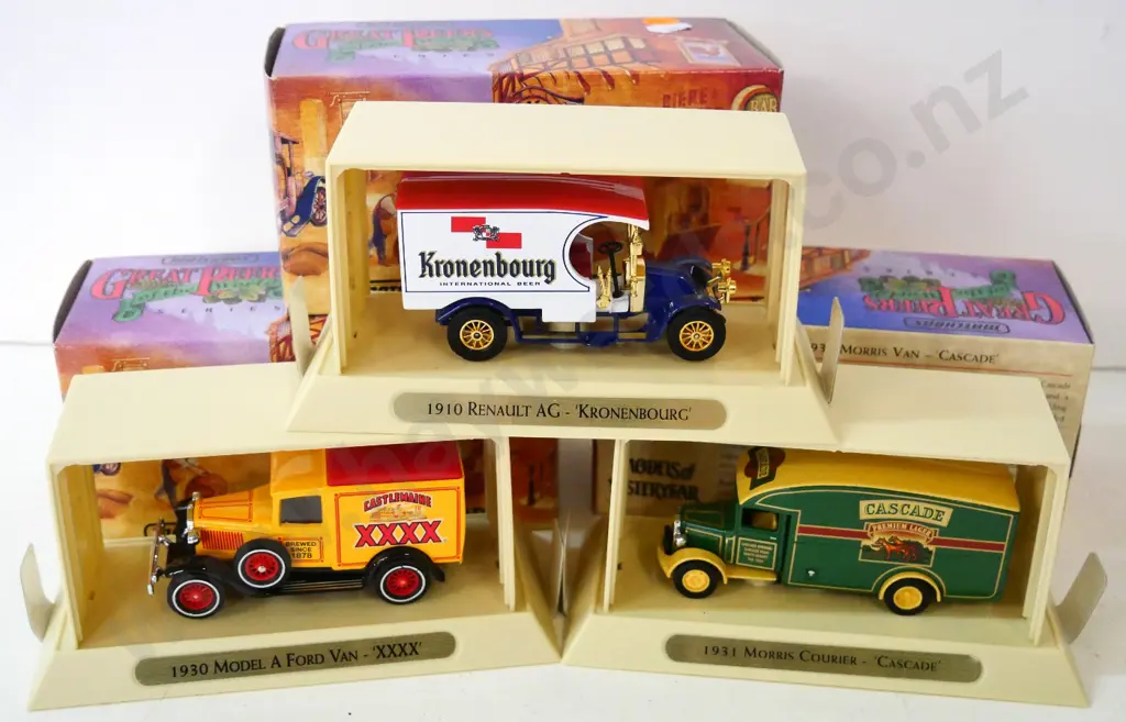 3 boxed Matchbox Models of Yesteryear "Great Beers of the World" series delivery vans Image 1++