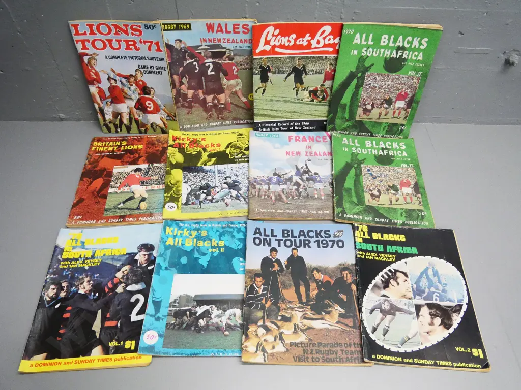 12 assorted All Blacks 1968 to 1973 rugby programs and magazines - one duplicate Image 1++