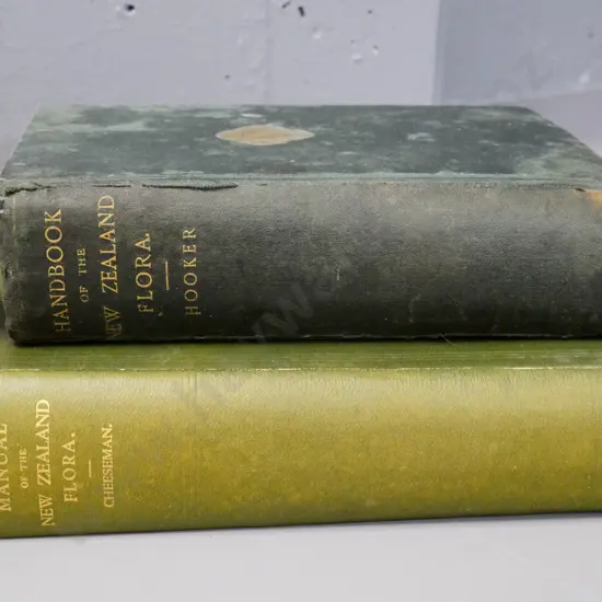 2 botanical books - 1864 Hooker - Handbook of NZ Flora & 1925 Cheeseman - Manual of NZ Flora - wear or damage to both