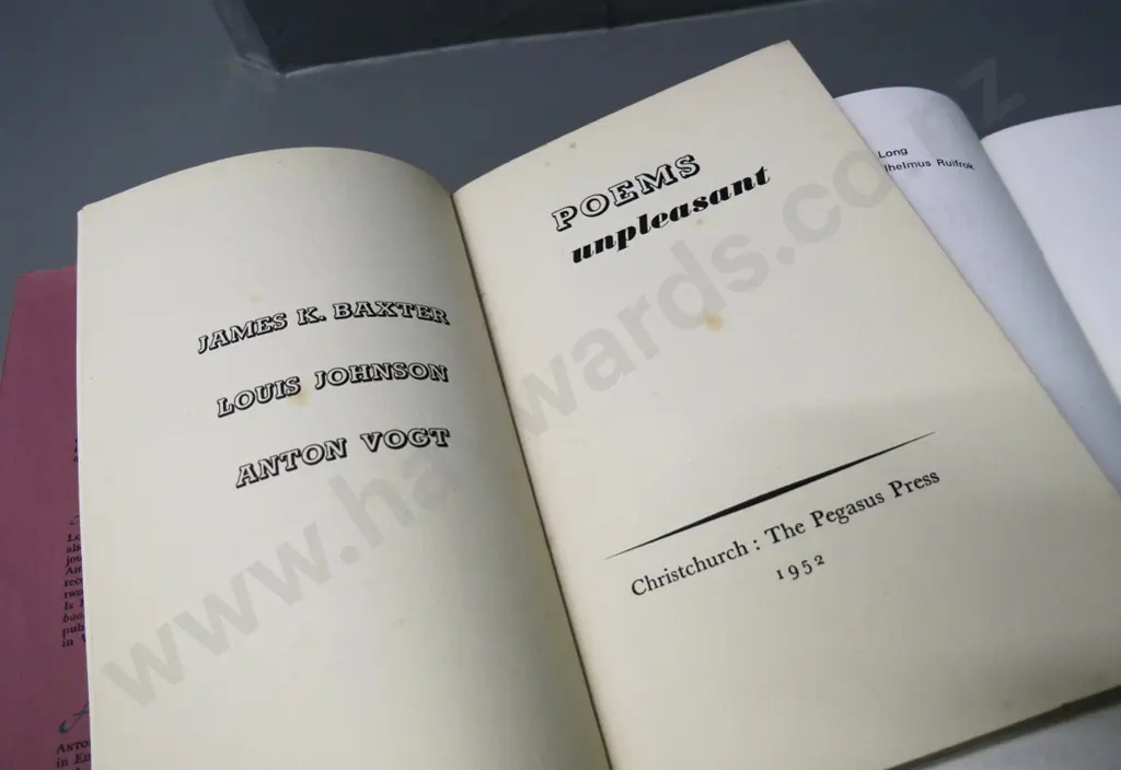 3 poetry books: Baxter/Johnson/Voigt - Poems Unpleasant (damage to DJ) D.S. Long's Borrow Pit ltd. ed. of 500 1 other Image 1++