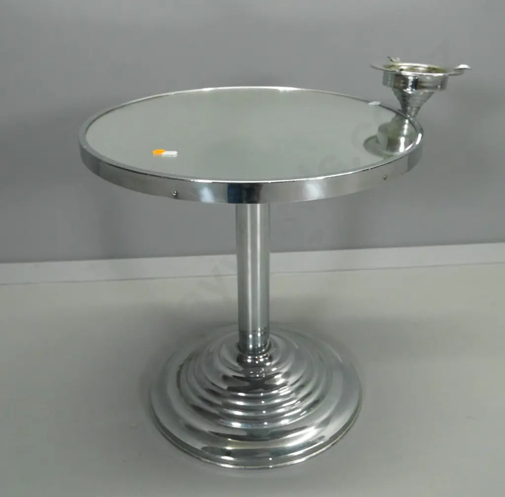 retro chrome smoker's table with mirrored glass top H-530 W-540 Image 1++