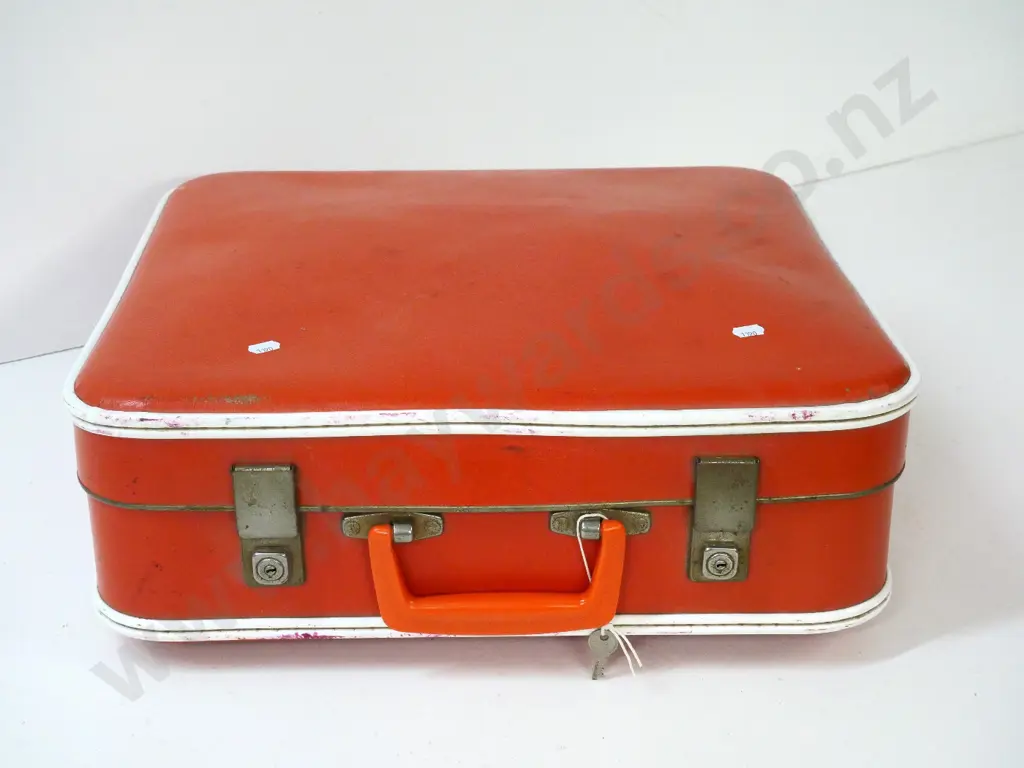 mid-century picnic set with some contents - 2 thermoses, metal cutlery, plastic plates & bowls, etc. Image 1++