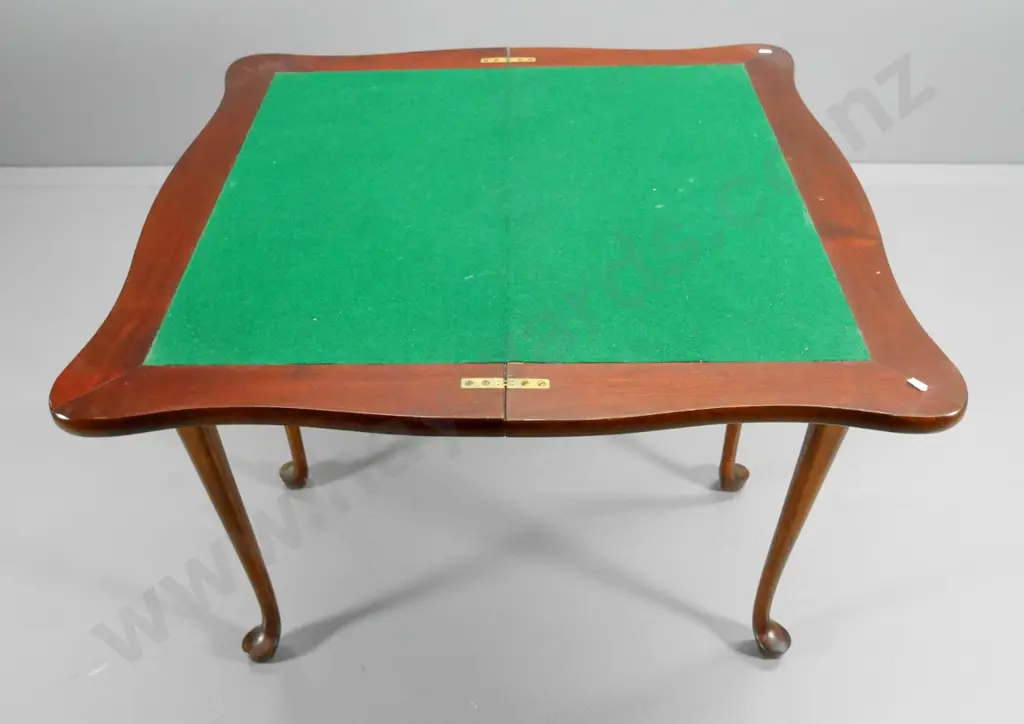 mahogany cab leg games table with felt-inset swivel folding top H-700 810 x 810 in open position Image 1++