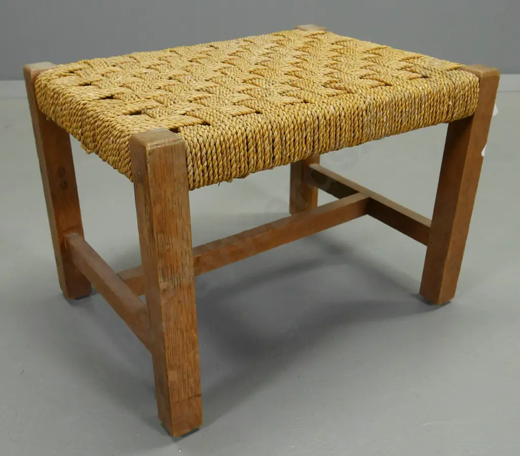 seagrass and oak foot-stool - polish needs attention H-310 W-420 D-320 Image 1++
