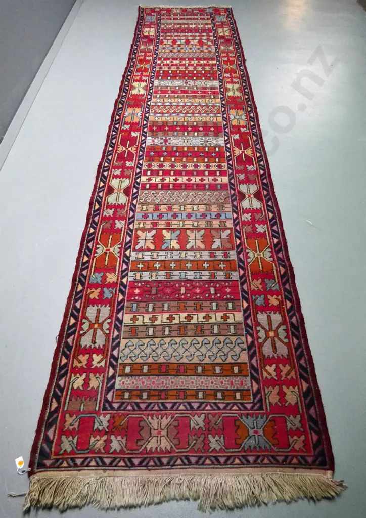 multi-coloured Turkish hand-woven woollen runner L-3840 W-820 Image 1++