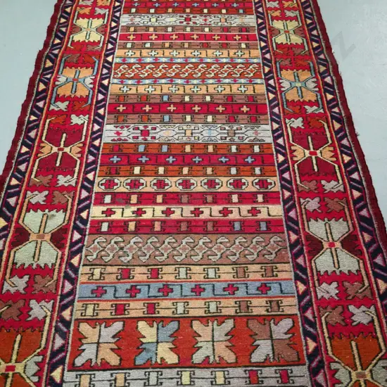 multi-coloured Turkish hand-woven woollen runner L-3840 W-820
